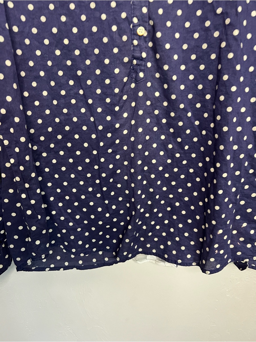 Birds of Paradis by Trovata Blue White Polka Dot Lace Back Pop Over Blouse - Picture 4 of 14